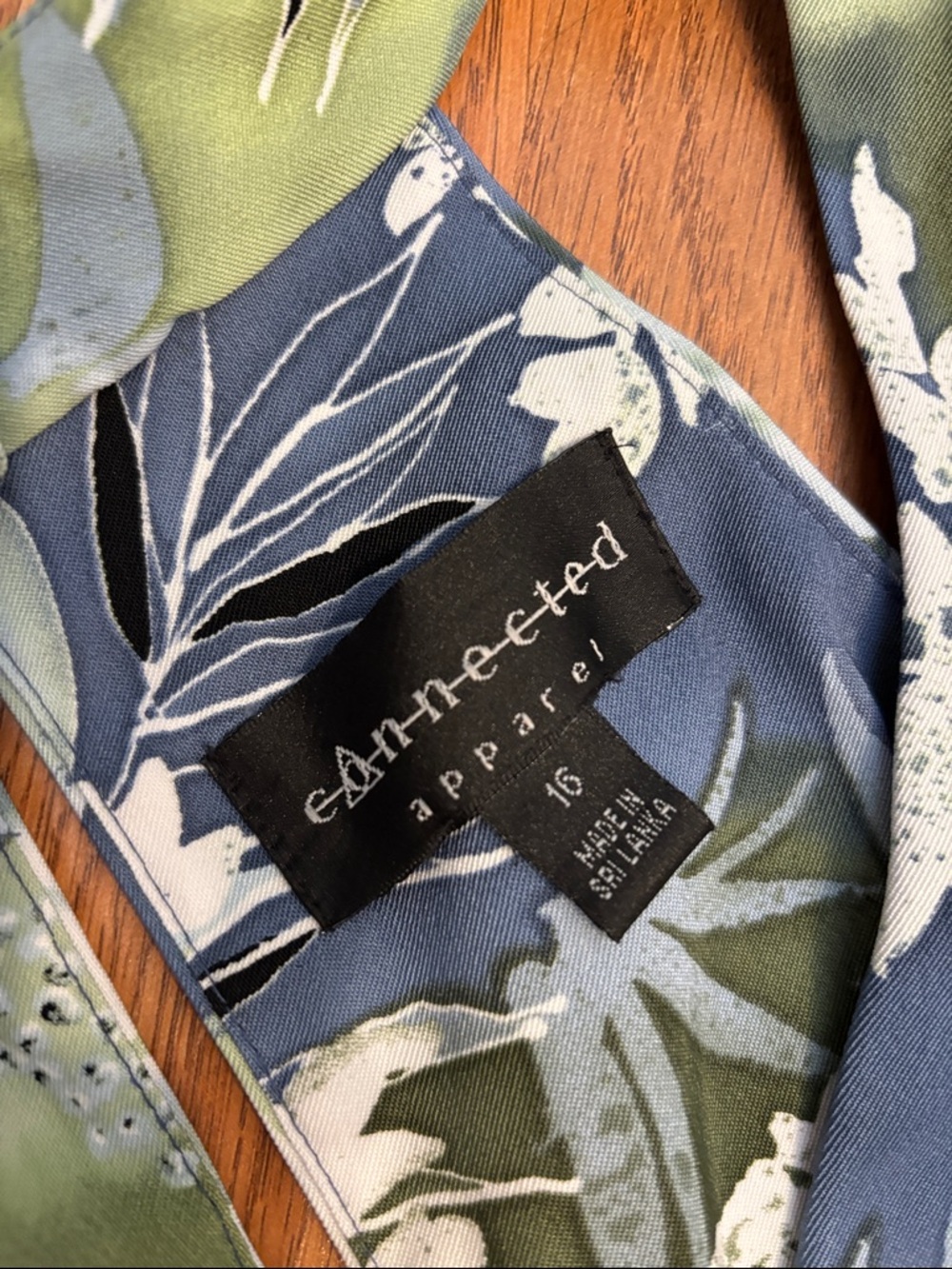 Connected Apparel green and blue tropical print sleeveless sheath dress. Size 16 - Picture 3 of 17